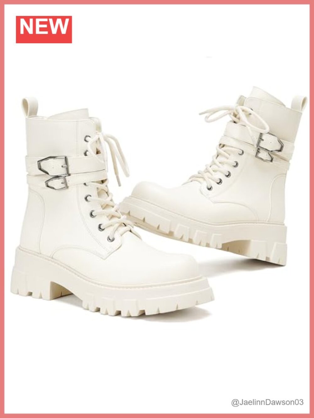 Combat Boots for Women Chunky Lug Sole Vegan Leather Ankle Boots (Pubeige)